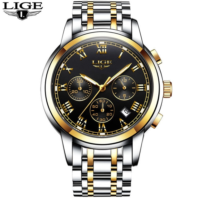 LIGE Mens Watches Fashion Top Brand Luxury Business Automatic Mechanical Watch Men Casual Waterproof Watch Relogio Masculino+Box