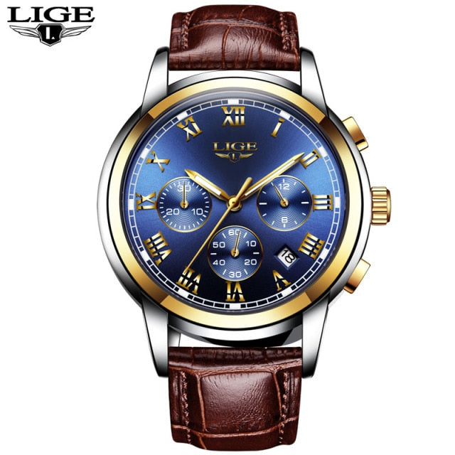 LIGE Mens Watches Fashion Top Brand Luxury Business Automatic Mechanical Watch Men Casual Waterproof Watch Relogio Masculino+Box