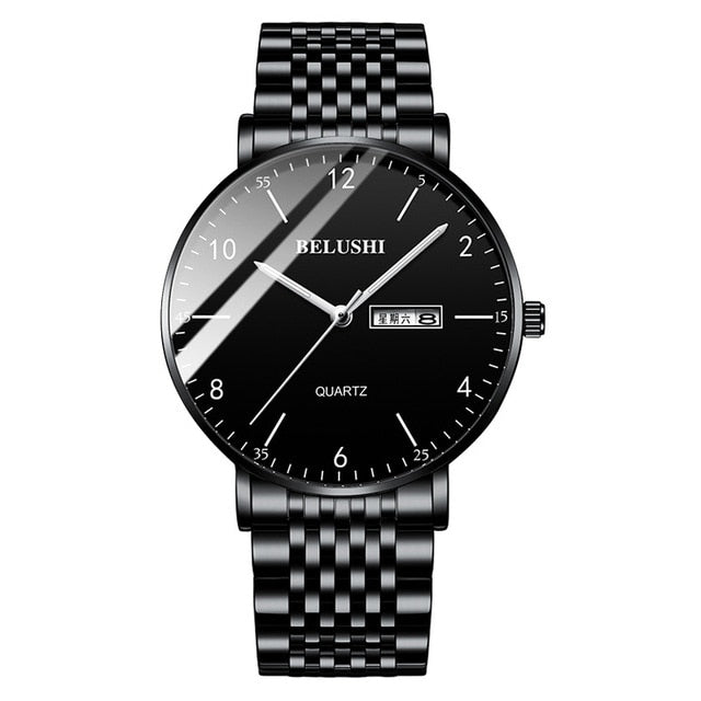 BELUSHI Fashion New Mens Watches Top Luxury Brand Waterproof Quartz Watch Men Casual Stainless Steel Business Date Wrist Watch