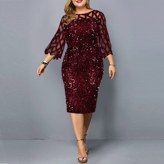 Party Dresses Sequin Plus Size Women's Dress 2021 Summer Birthday Outfit Sexy Red Bodycon Dress Wedding Evening Night Club Dress