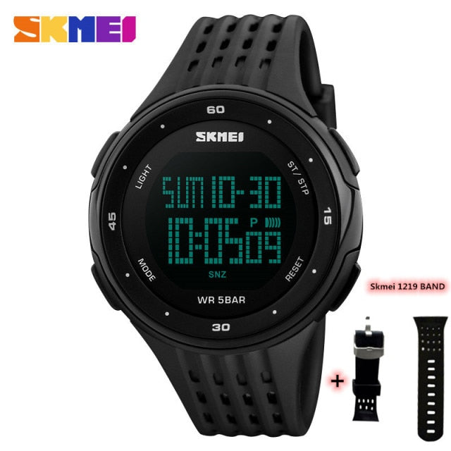 SKMEI 1219 Men Digital Watch LED Display Waterproof Male Wristwatches Chronograph Calendar Alarm Sport Watches Relogio Masculino