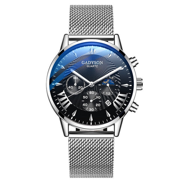 Top Men Watches Luxury Famous Brand Men Stainless Steel Mesh Calendar Watch Men Business Luminous Quartz Watch Relogio Masculino