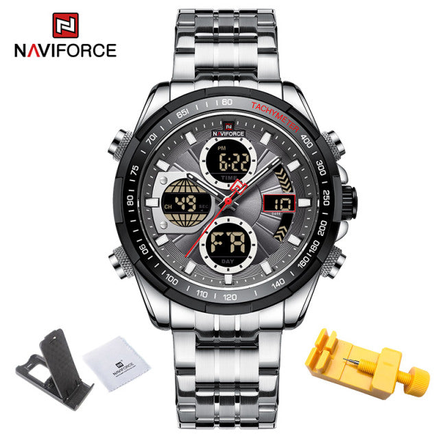 New NAVIFORCE Military Watches for Men Luxury Sport Chronograph Alarm WristWatch Waterproof Quartz Big Clock Digital Male Watch