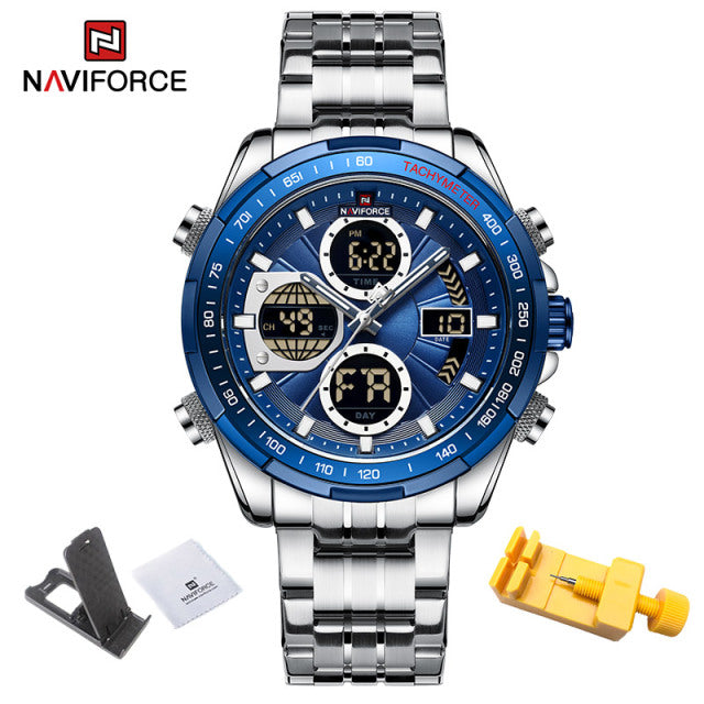 New NAVIFORCE Military Watches for Men Luxury Sport Chronograph Alarm WristWatch Waterproof Quartz Big Clock Digital Male Watch