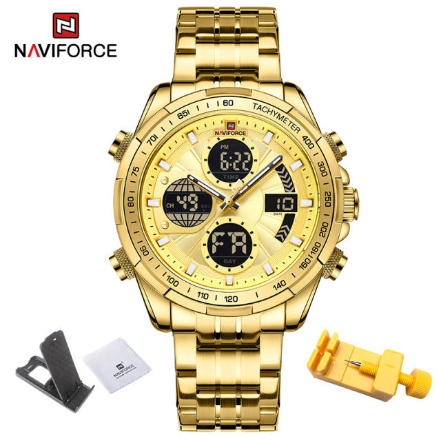 New NAVIFORCE Military Watches for Men Luxury Sport Chronograph Alarm WristWatch Waterproof Quartz Big Clock Digital Male Watch