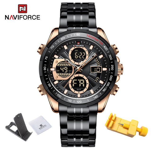 New NAVIFORCE Military Watches for Men Luxury Sport Chronograph Alarm WristWatch Waterproof Quartz Big Clock Digital Male Watch