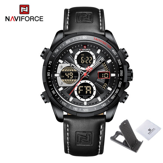 New NAVIFORCE Military Watches for Men Luxury Sport Chronograph Alarm WristWatch Waterproof Quartz Big Clock Digital Male Watch