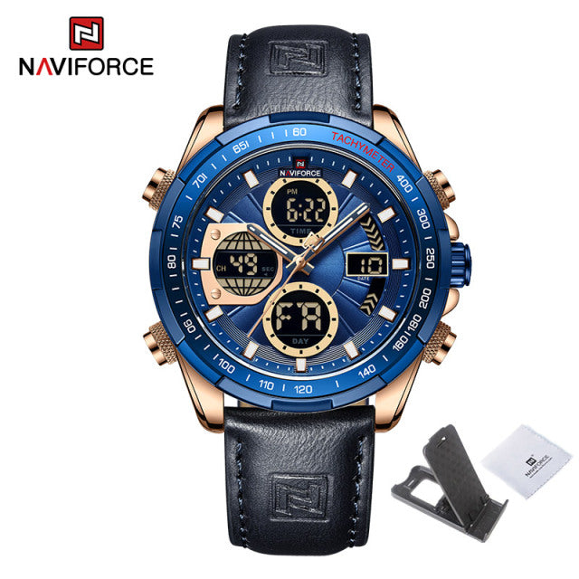 New NAVIFORCE Military Watches for Men Luxury Sport Chronograph Alarm WristWatch Waterproof Quartz Big Clock Digital Male Watch