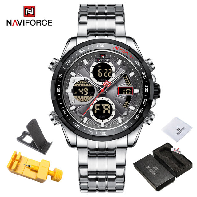 New NAVIFORCE Military Watches for Men Luxury Sport Chronograph Alarm WristWatch Waterproof Quartz Big Clock Digital Male Watch