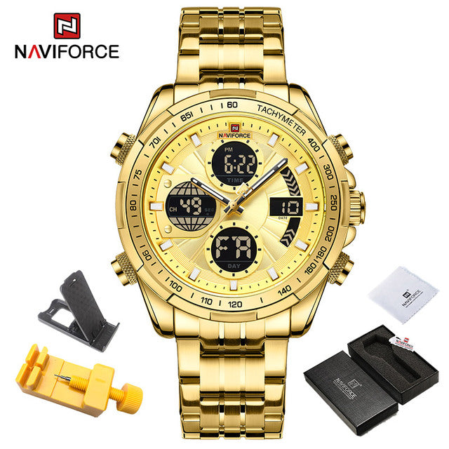 New NAVIFORCE Military Watches for Men Luxury Sport Chronograph Alarm WristWatch Waterproof Quartz Big Clock Digital Male Watch