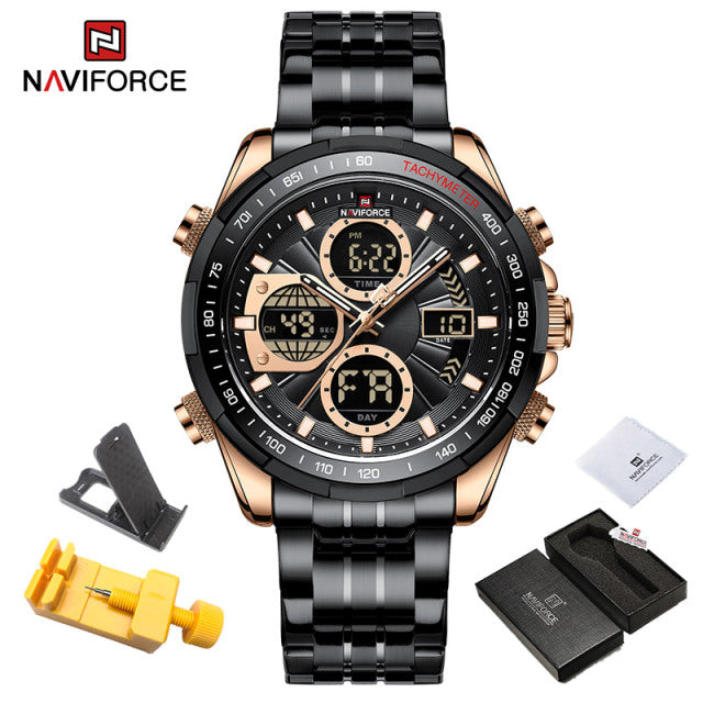 New NAVIFORCE Military Watches for Men Luxury Sport Chronograph Alarm WristWatch Waterproof Quartz Big Clock Digital Male Watch