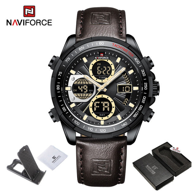 New NAVIFORCE Military Watches for Men Luxury Sport Chronograph Alarm WristWatch Waterproof Quartz Big Clock Digital Male Watch