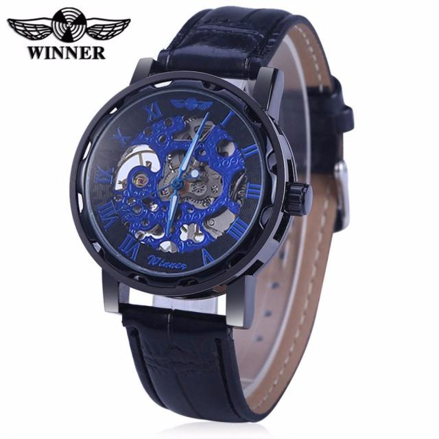 Winner Brand Skeleton Design Men Automatic Watch Erkek Saat Relogio Male Clock Reloj Hombre Montre Luxury White Gold Leather