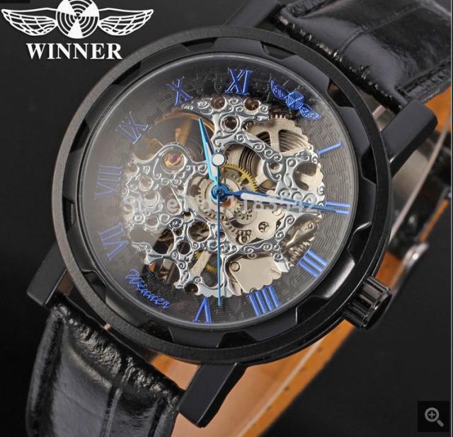 Winner Brand Skeleton Design Men Automatic Watch Erkek Saat Relogio Male Clock Reloj Hombre Montre Luxury White Gold Leather