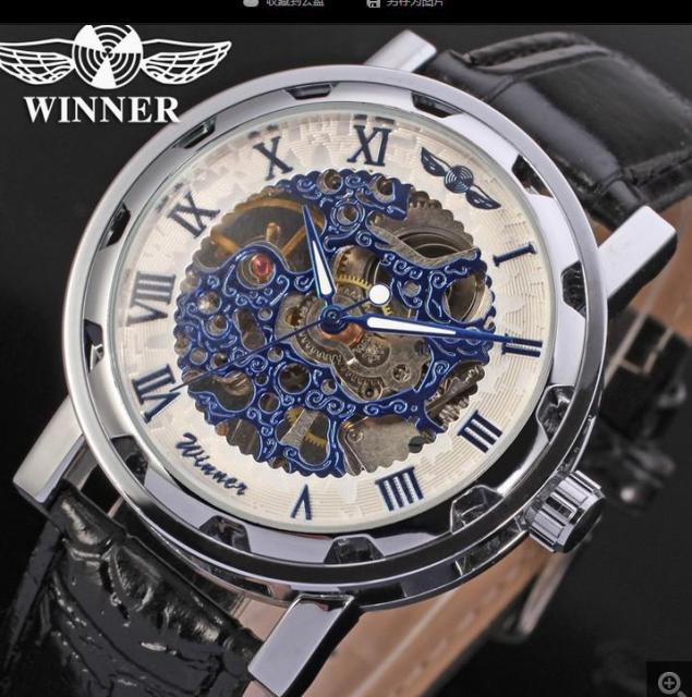 Winner Brand Skeleton Design Men Automatic Watch Erkek Saat Relogio Male Clock Reloj Hombre Montre Luxury White Gold Leather