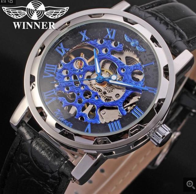 Winner Brand Skeleton Design Men Automatic Watch Erkek Saat Relogio Male Clock Reloj Hombre Montre Luxury White Gold Leather